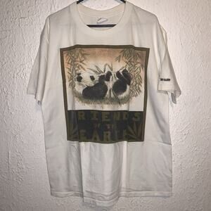 Vintage 90s Panda Zoo Friends of the Earth White Single Stitch Shirt L USA
